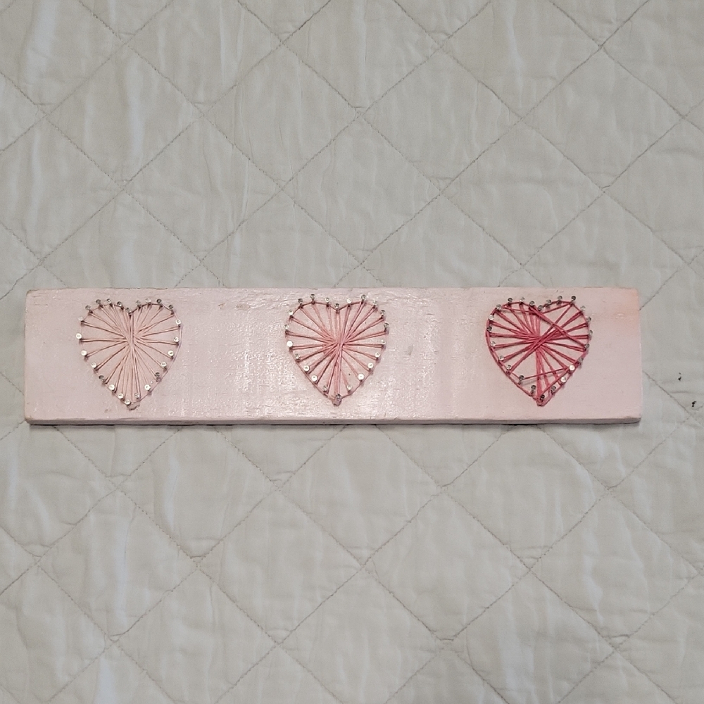 Pink Heart String Art Wall Decor